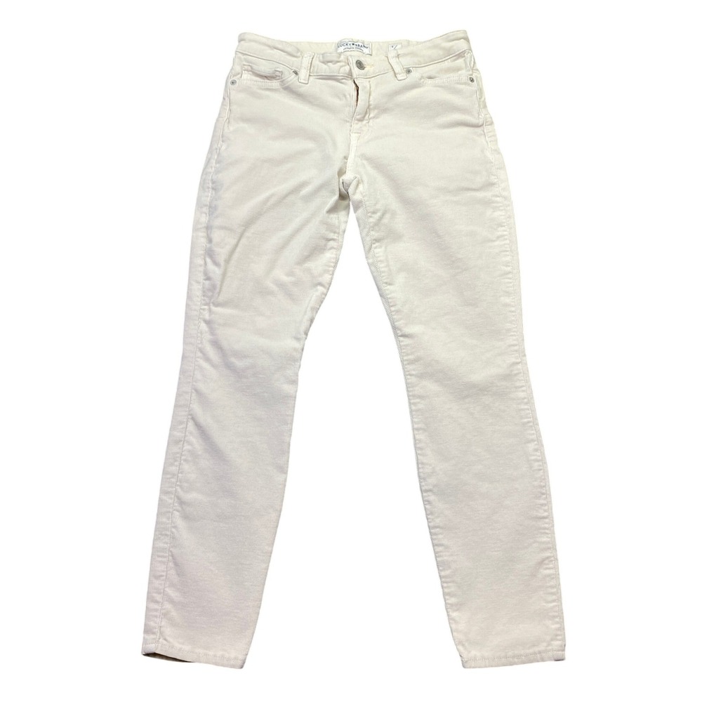 Lucky Brand Ava Skinny Corduroy Pants Cream Off White Size 6/28 Boho Preppy